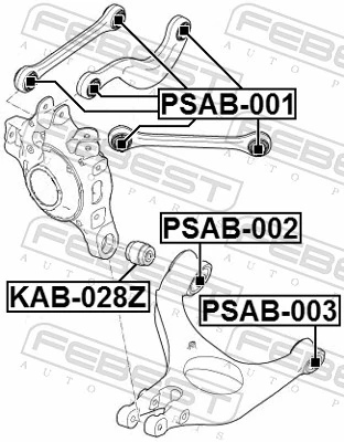 PSAB002 Febest Silentblock wahacza tylnego dolnego