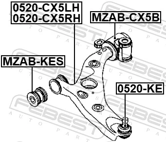 MZABCX5B Febest Silentblock przedniego wahacza dolnego