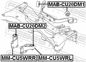MABCU20DM2 Febest Silentblock trawersu do mocowania tylnego reduktora przedni