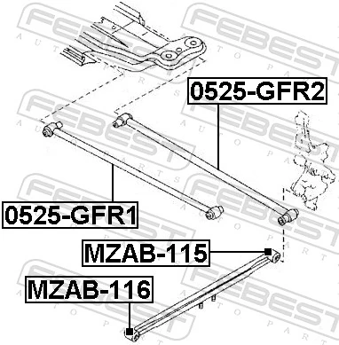 MZAB116 Febest Silentblock tylnego wahacza podłużnego przedni