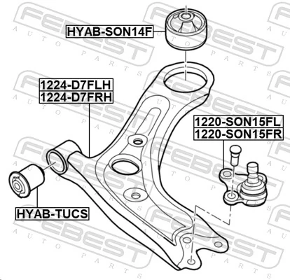 Wahacz zawieszenia przedniego dolny prawy do Hyundai Tucson III TL