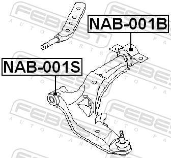 NAB001B Febest Silentblock przedniego wahacza dolnego