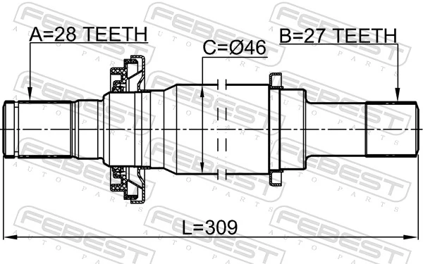 Półoś napędowa przednia prawa do Mitsubishi Space Wagon III N8, N9