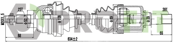 Półoś napędowa przednia lewa do Renault Megane II LM0, LM1