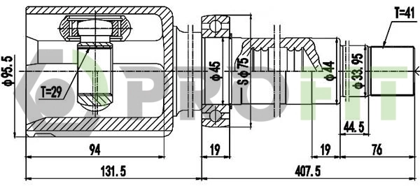 Przegub homokinetyczny wewnętrzny przedni prawy Ford Transit 6 V347/8