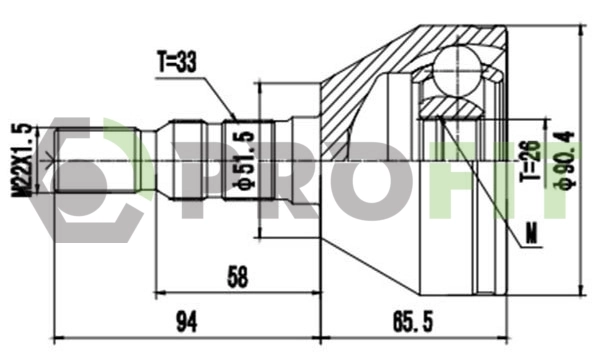 Przegub homokinetyczny przedni zewnętrzny 93182571 General Motors