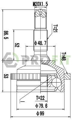 Przegub homokinetyczny przedni zewnętrzny Peugeot 206 hatchback (2A/C) (1998 - 2008) cena, od 35,56 USD