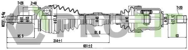 Półoś napędowa przednia lewa Magneti Marelli TDS0268