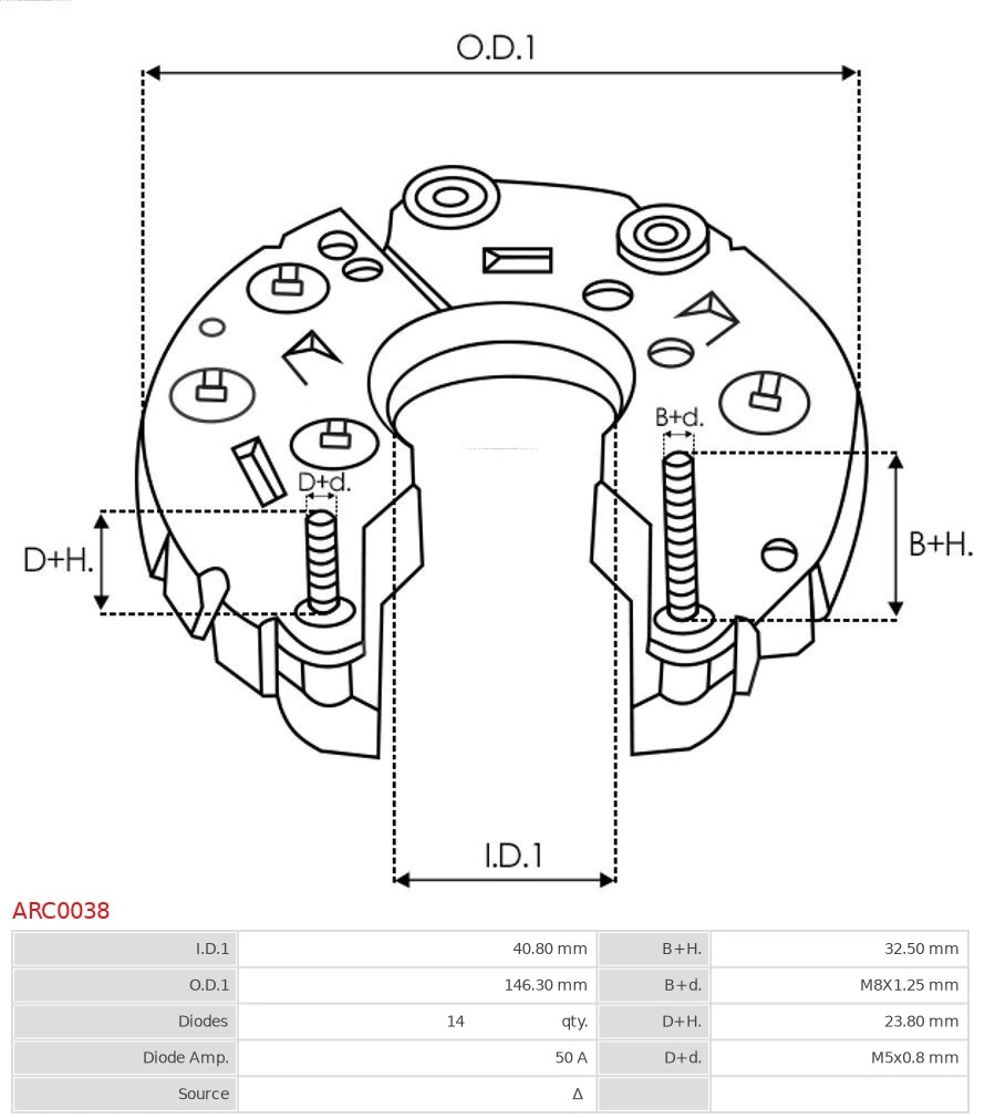 Mostek prostowniczy alternatora = Moster diodowy alternatora As-pl ARC0038 cena, od 42,82 USD
