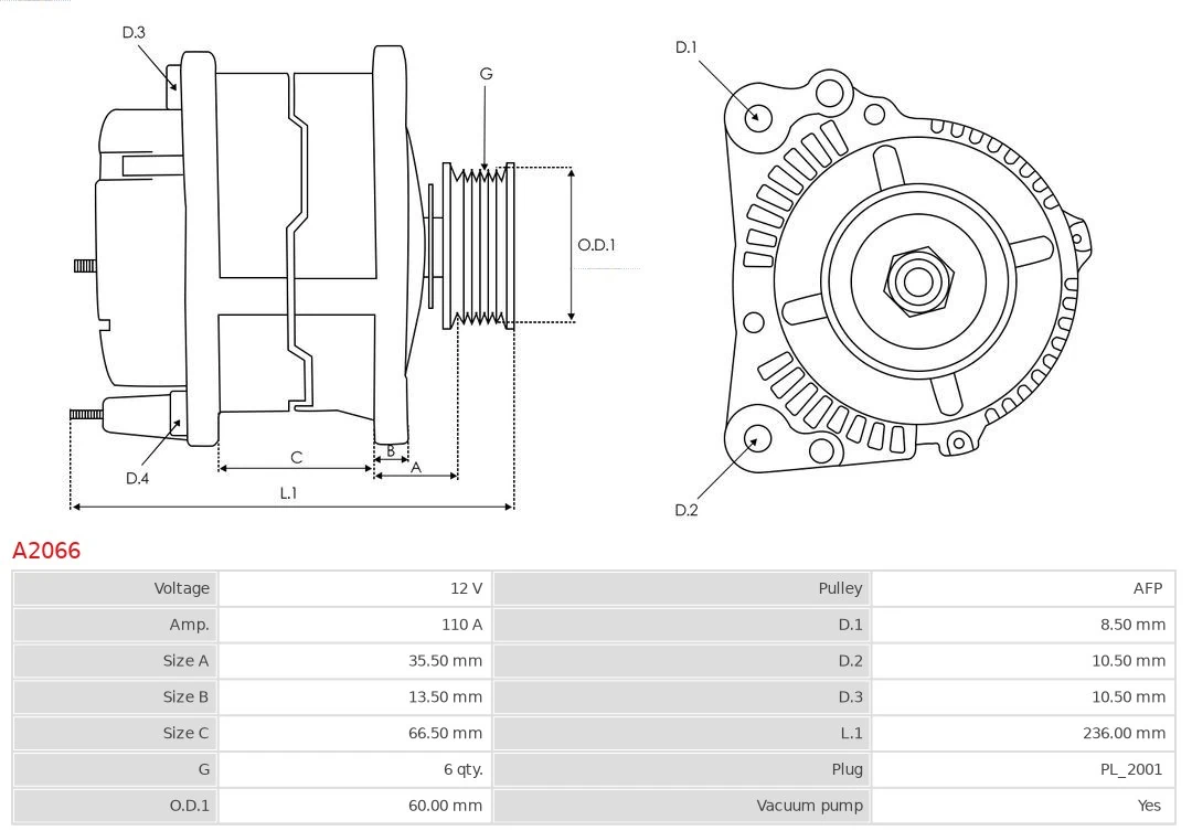 Alternator As-pl A2066