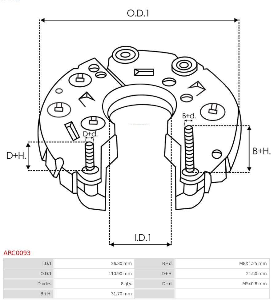 Do koszyka AL665075 John Deere Mostek prostowniczy alternatora = Moster diodowy alternatora