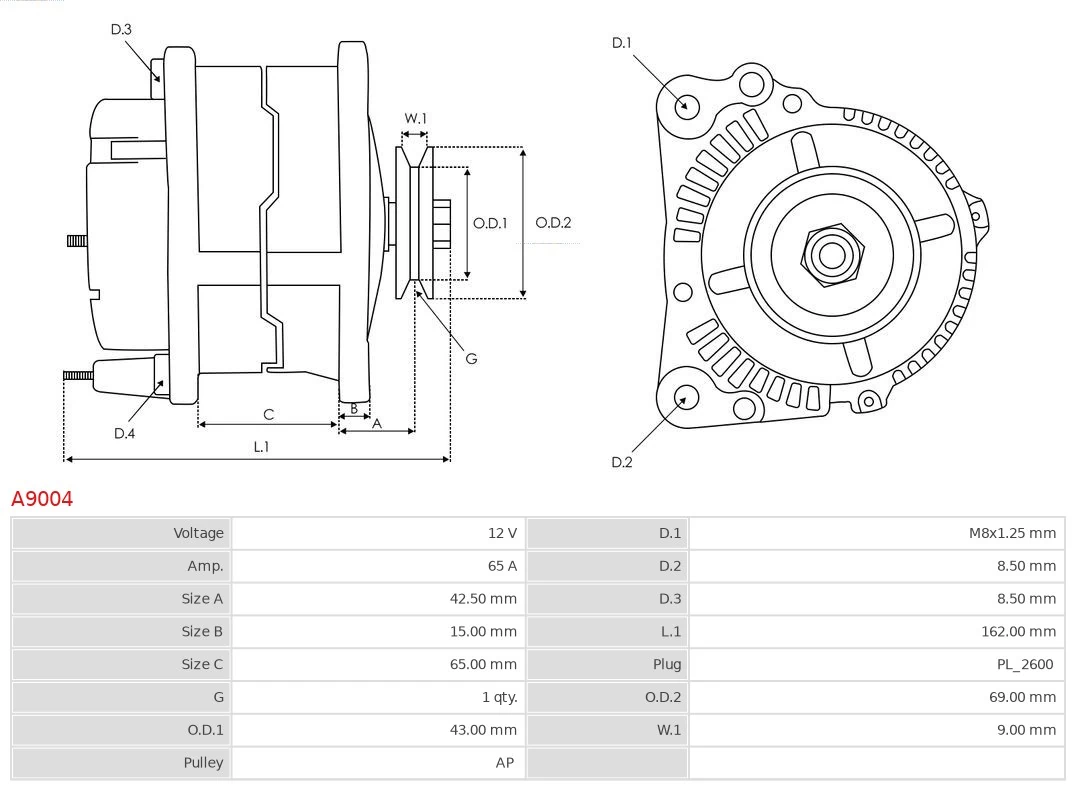 Alternator As-pl A9004