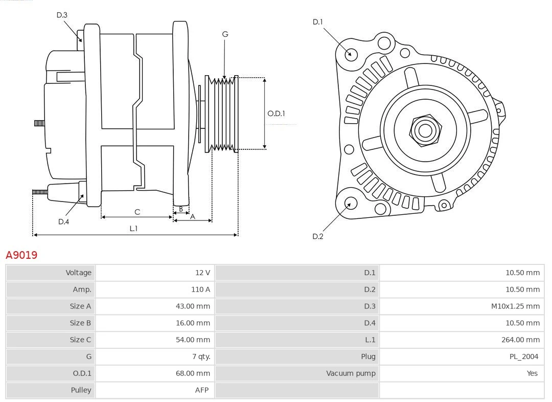 Alternator As-pl A9019