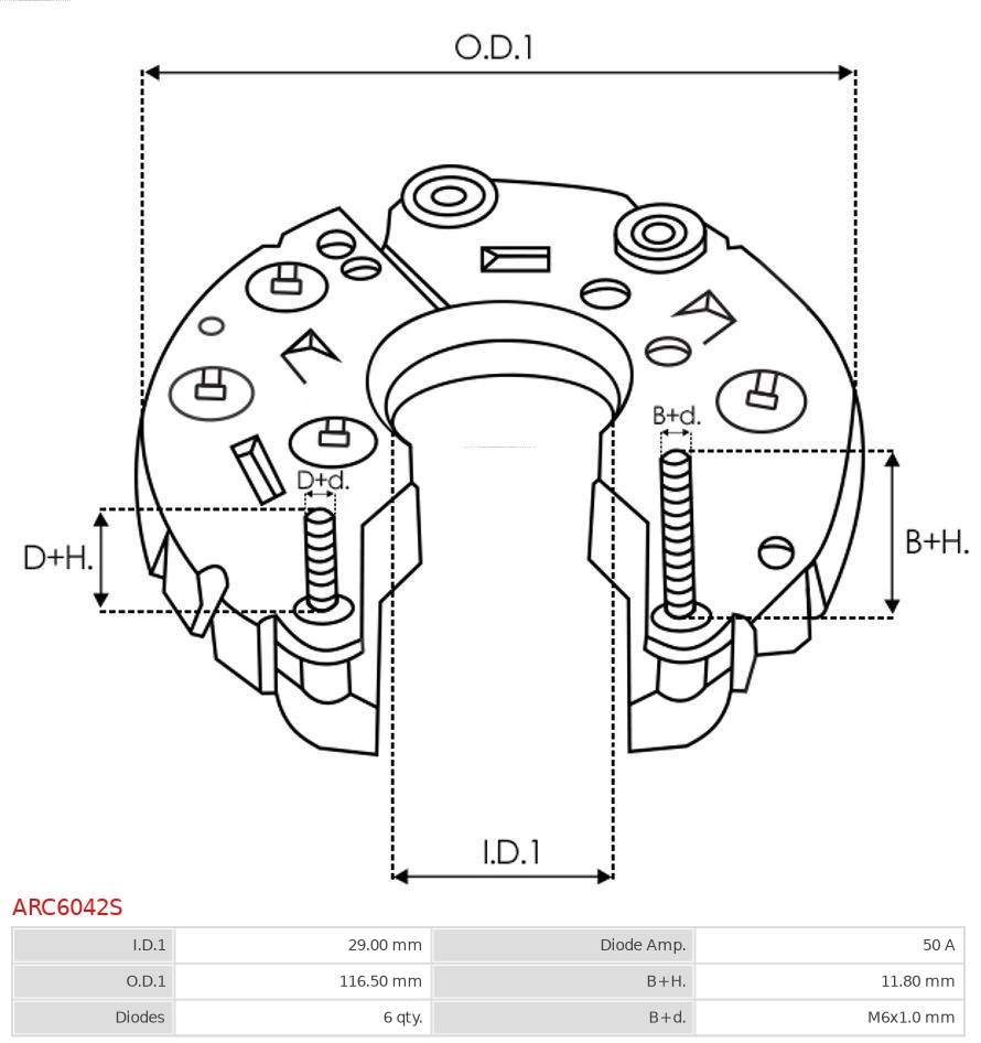 Mostek prostowniczy alternatora = Moster diodowy alternatora As-pl ARC6042S cena, od 29,56 USD