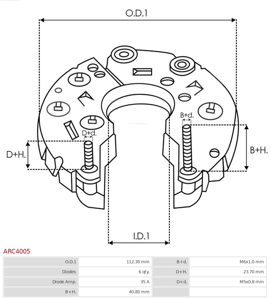 Mostek prostowniczy alternatora = Moster diodowy alternatora Ford Transit 5 V184/5