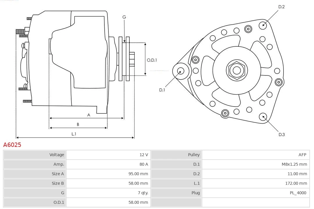 Alternator As-pl A6025