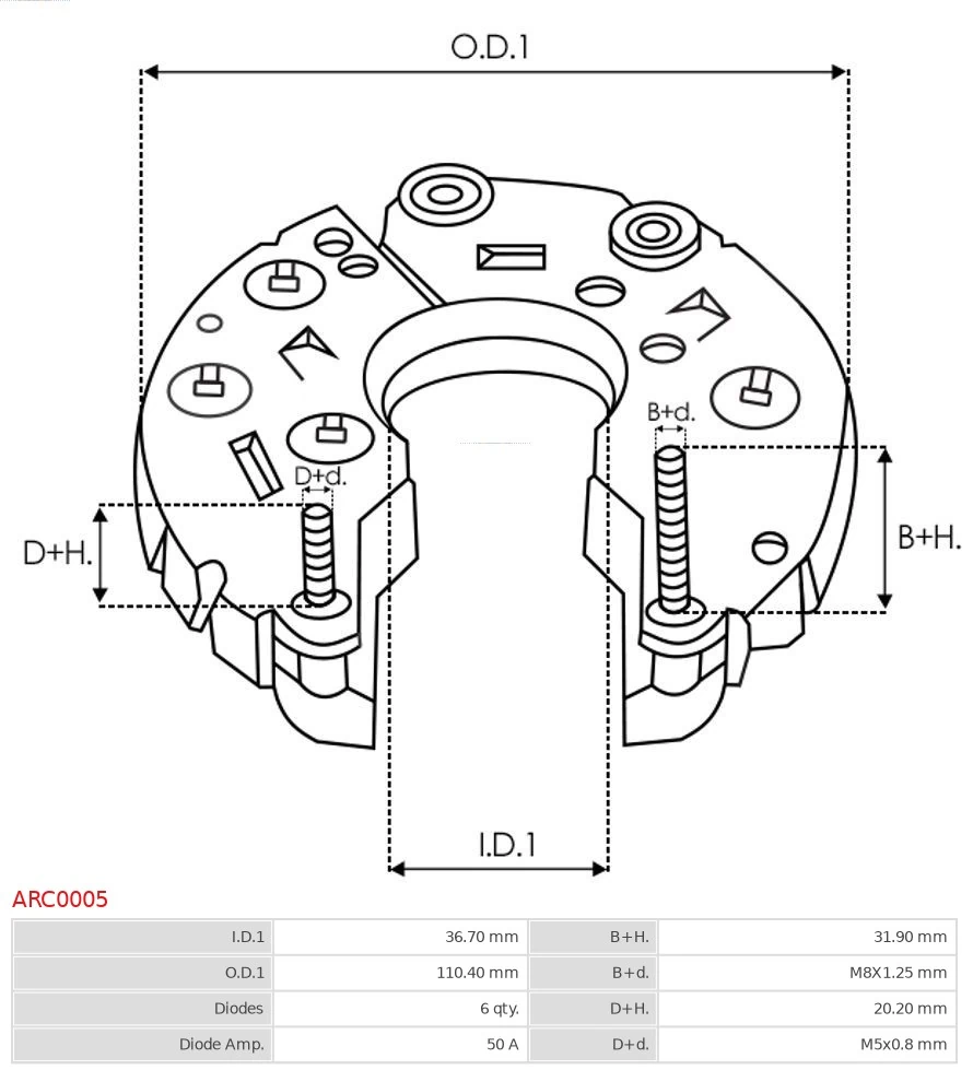 Do koszyka AL68887 John Deere Mostek prostowniczy alternatora = Moster diodowy alternatora