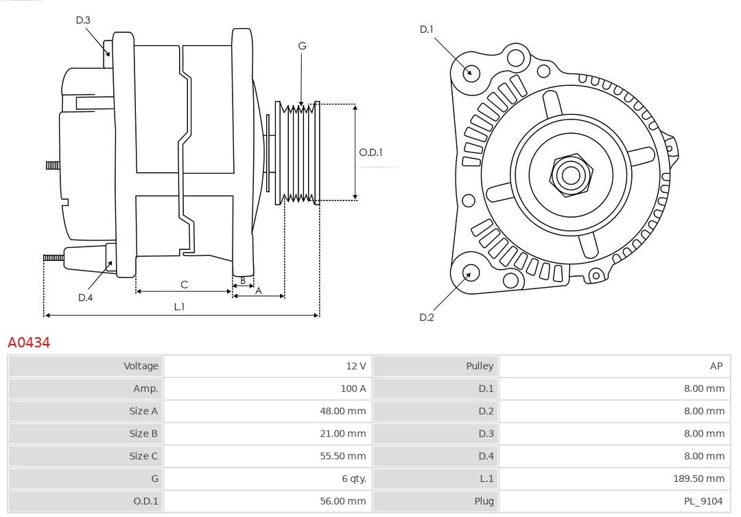 Alternator As-pl A0434