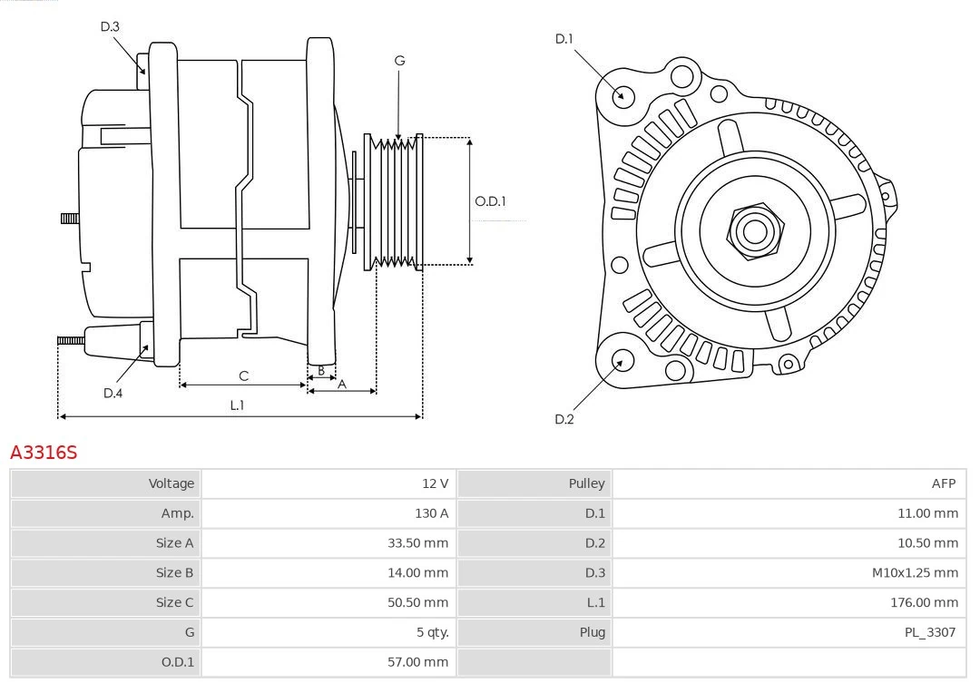 Alternator As-pl A3316S