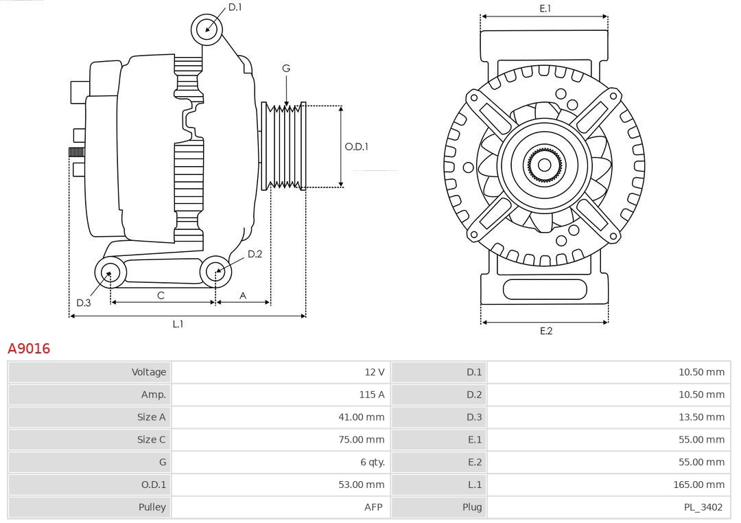 Alternator As-pl A9016
