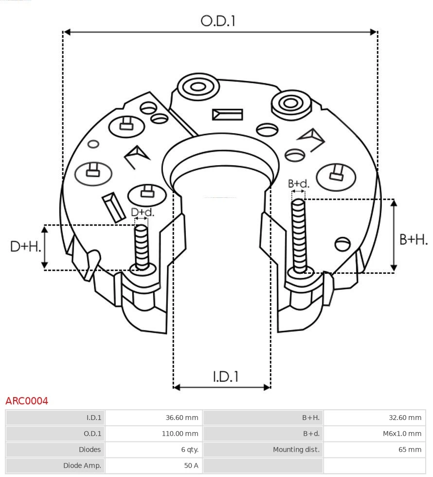 Do koszyka 243950 Volvo Mostek prostowniczy alternatora = Moster diodowy alternatora