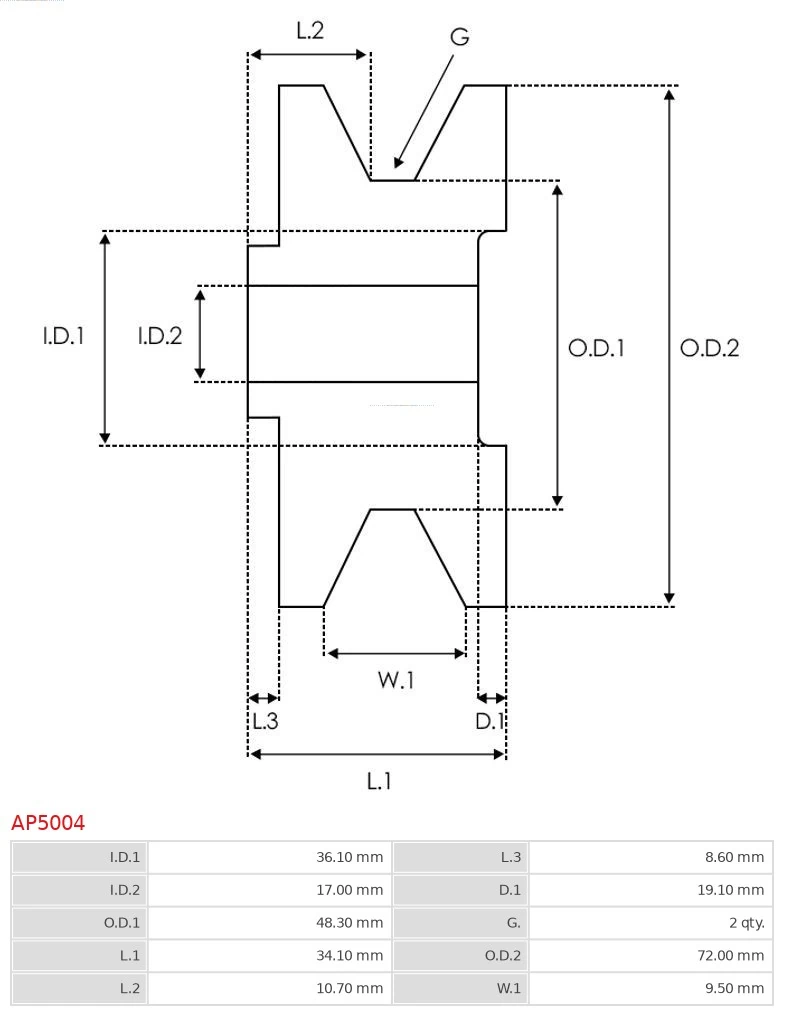 Koło pasowe alternatora Mitsubishi Pajero V90