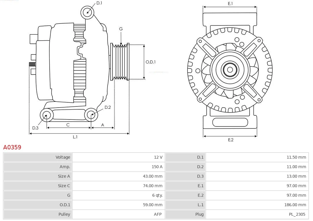 Alternator As-pl A0359