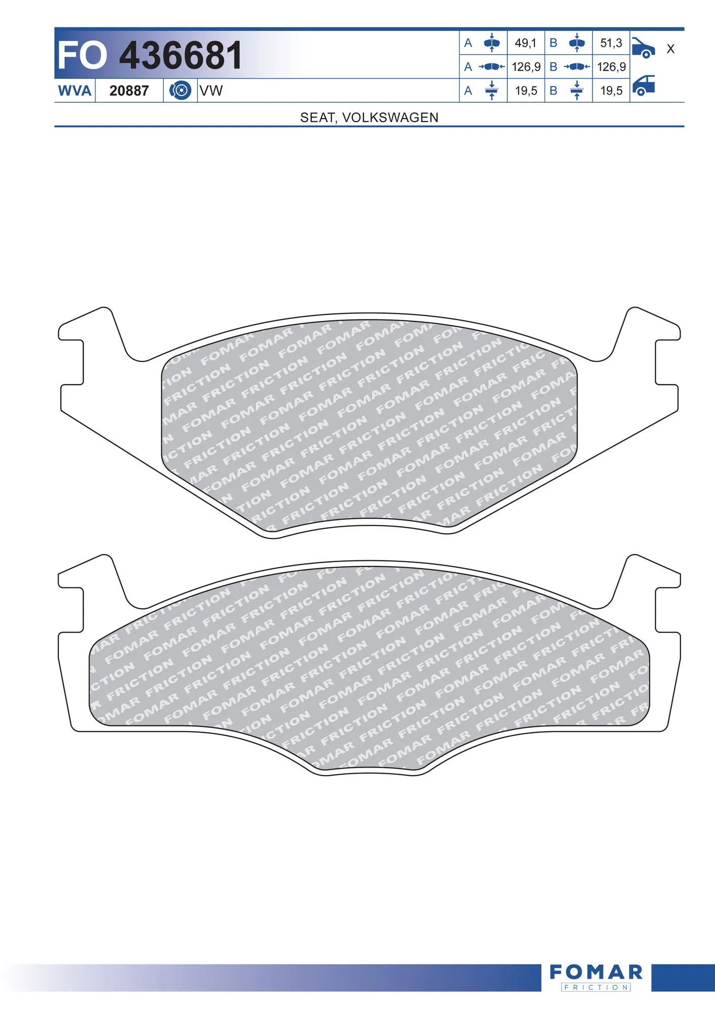 Klocki hamulcowe przednie tarczowe do Volkswagen Polo III 6KV2