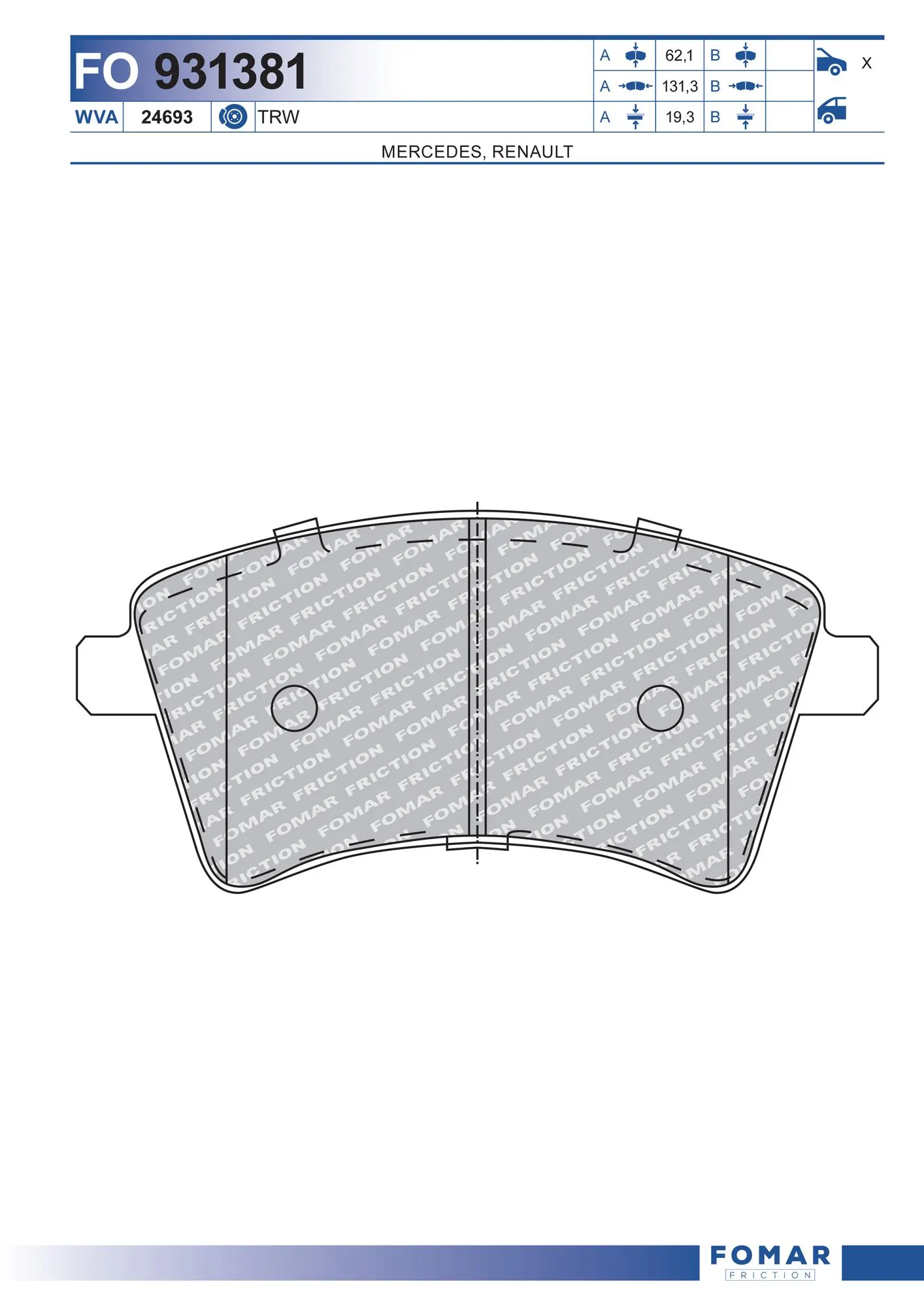Klocki hamulcowe przednie tarczowe 1675994880 Peugeot/Citroen