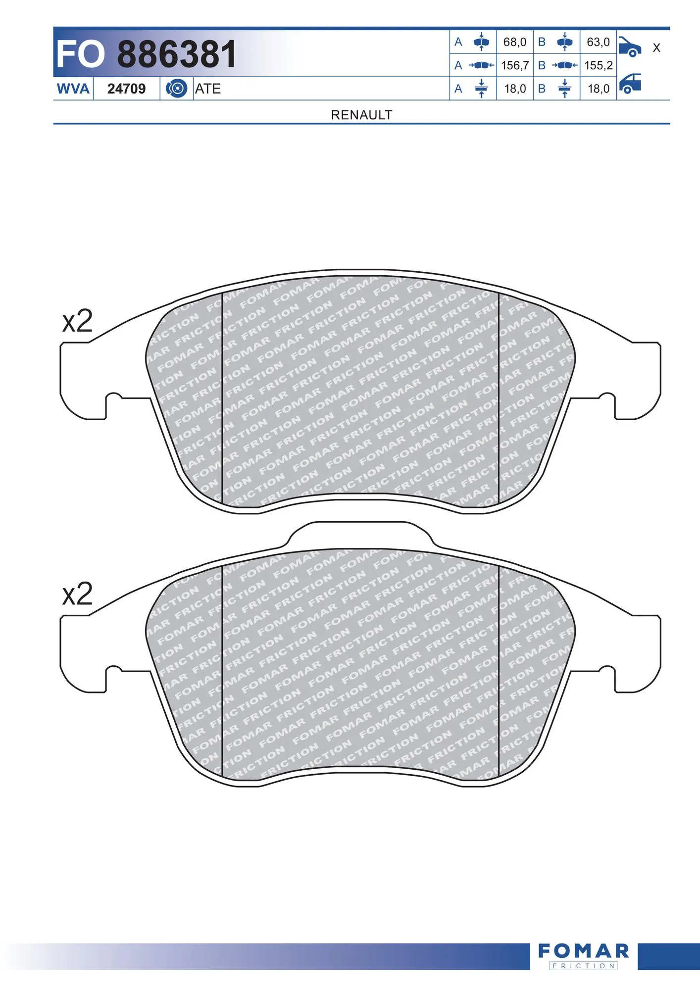 Klocki hamulcowe przednie tarczowe Renault (RVI) 410600011R cena, od 28,72 USD