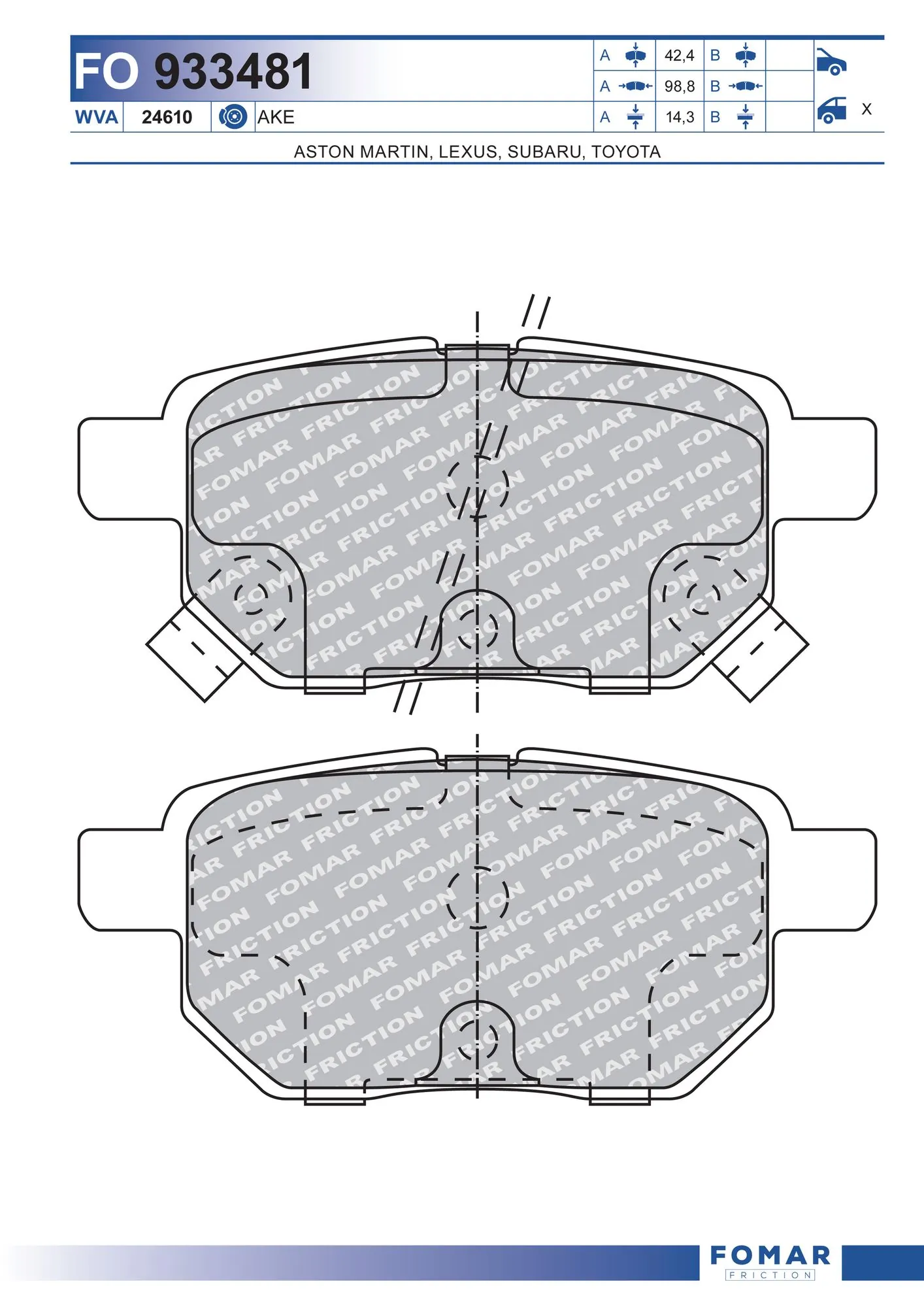 Okładziny (klocki) do hamulców tarczowych tylne do Toyota Yaris  SP90