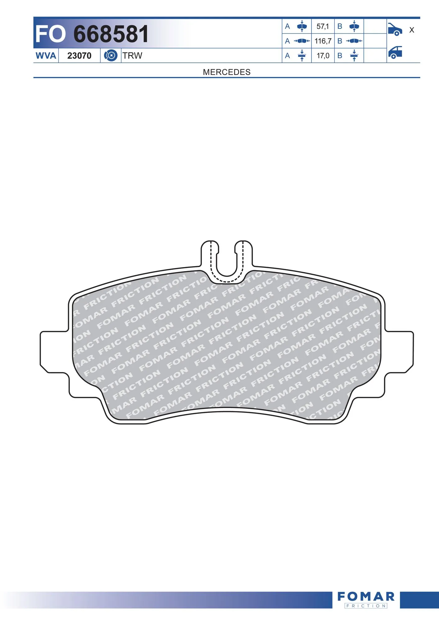 Klocki hamulcowe przednie tarczowe Mercedes A hatchback (W168) (1997 - 2004) cena, od 27,42 USD