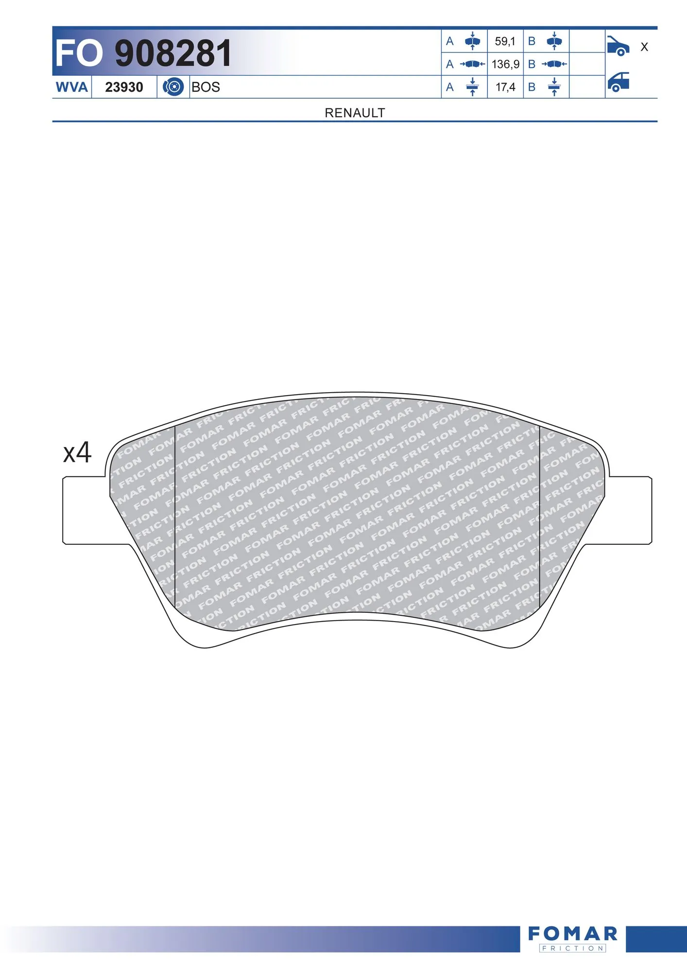 Do koszyka Klocki hamulcowe przednie tarczowe Renault Kangoo I FC0, FC1