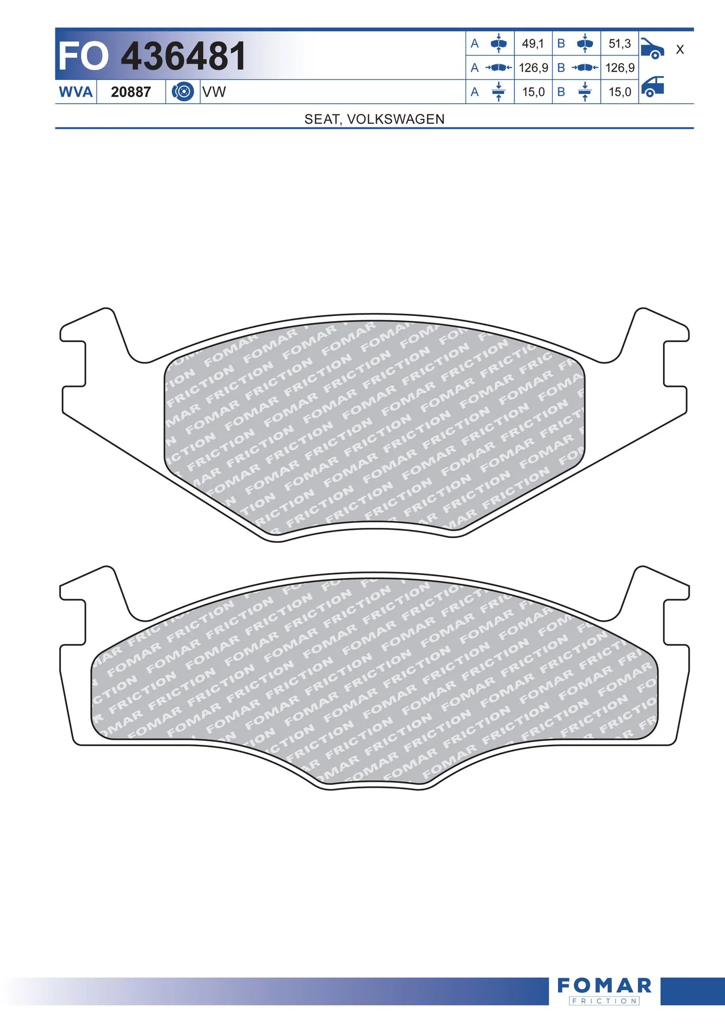 Klocki hamulcowe przednie tarczowe do Volvo 340/360  343, 345