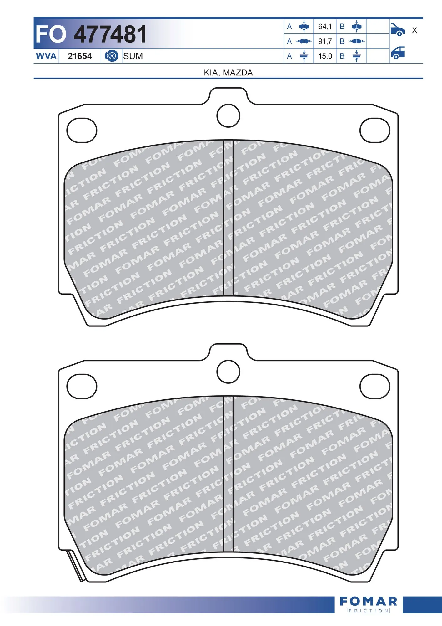 Klocki hamulcowe przednie tarczowe KIA Avella DELTA sedana (1997 - 2001) cena, od 21,34 USD
