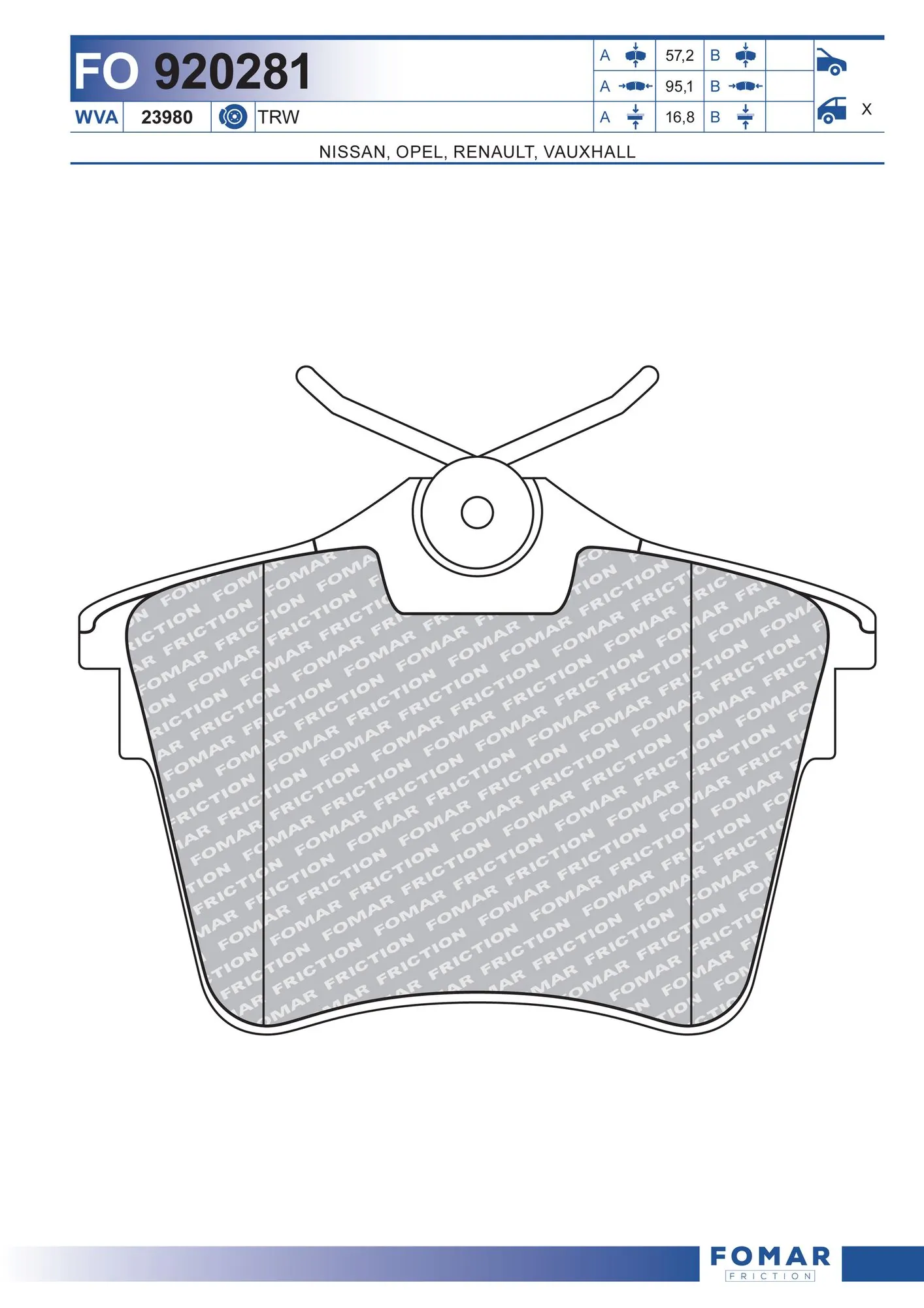 Do koszyka Okładziny (klocki) do hamulców tarczowych tylne Renault Trafic II FL