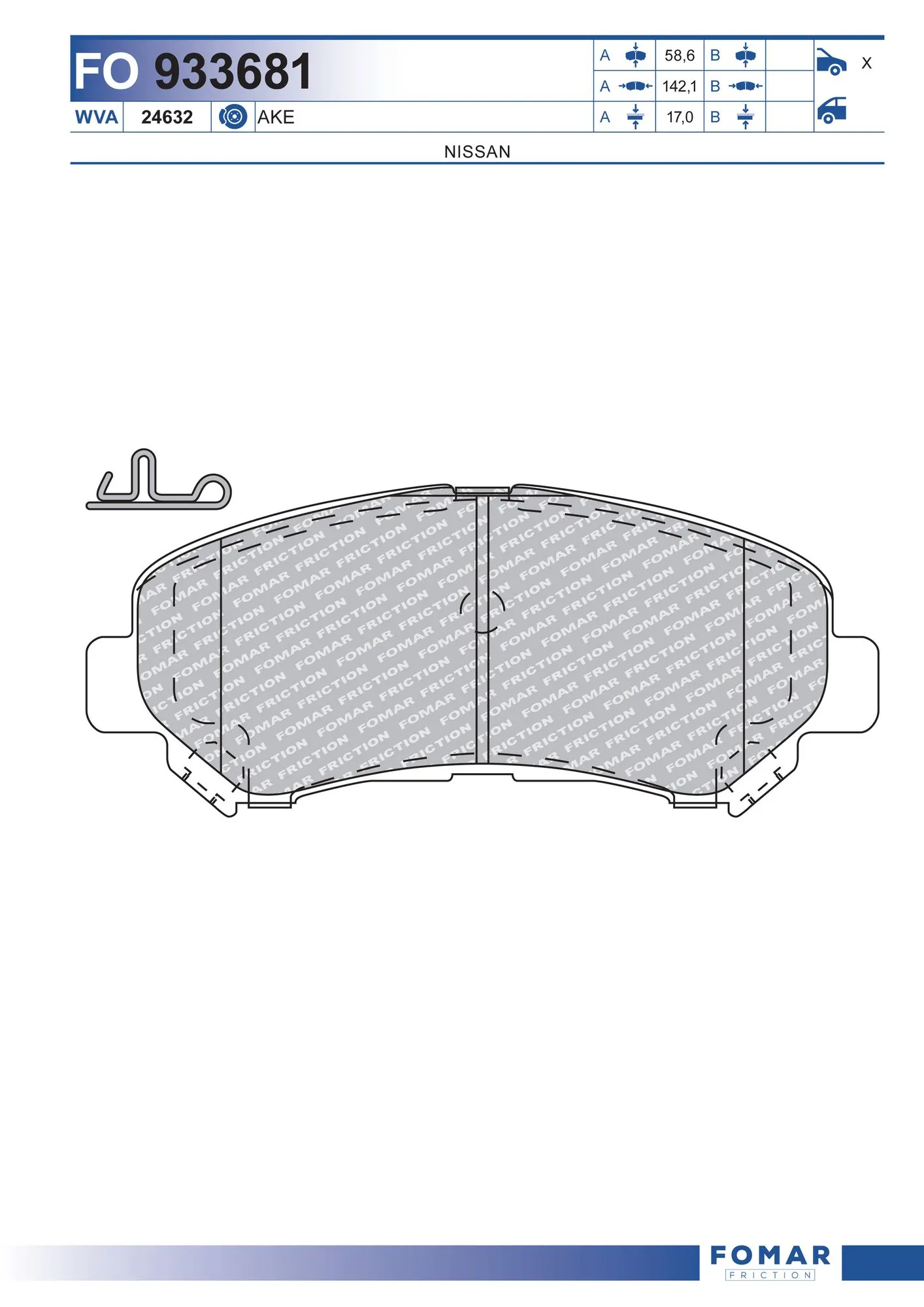 Do koszyka Klocki hamulcowe przednie tarczowe Nissan X-Trail  T31