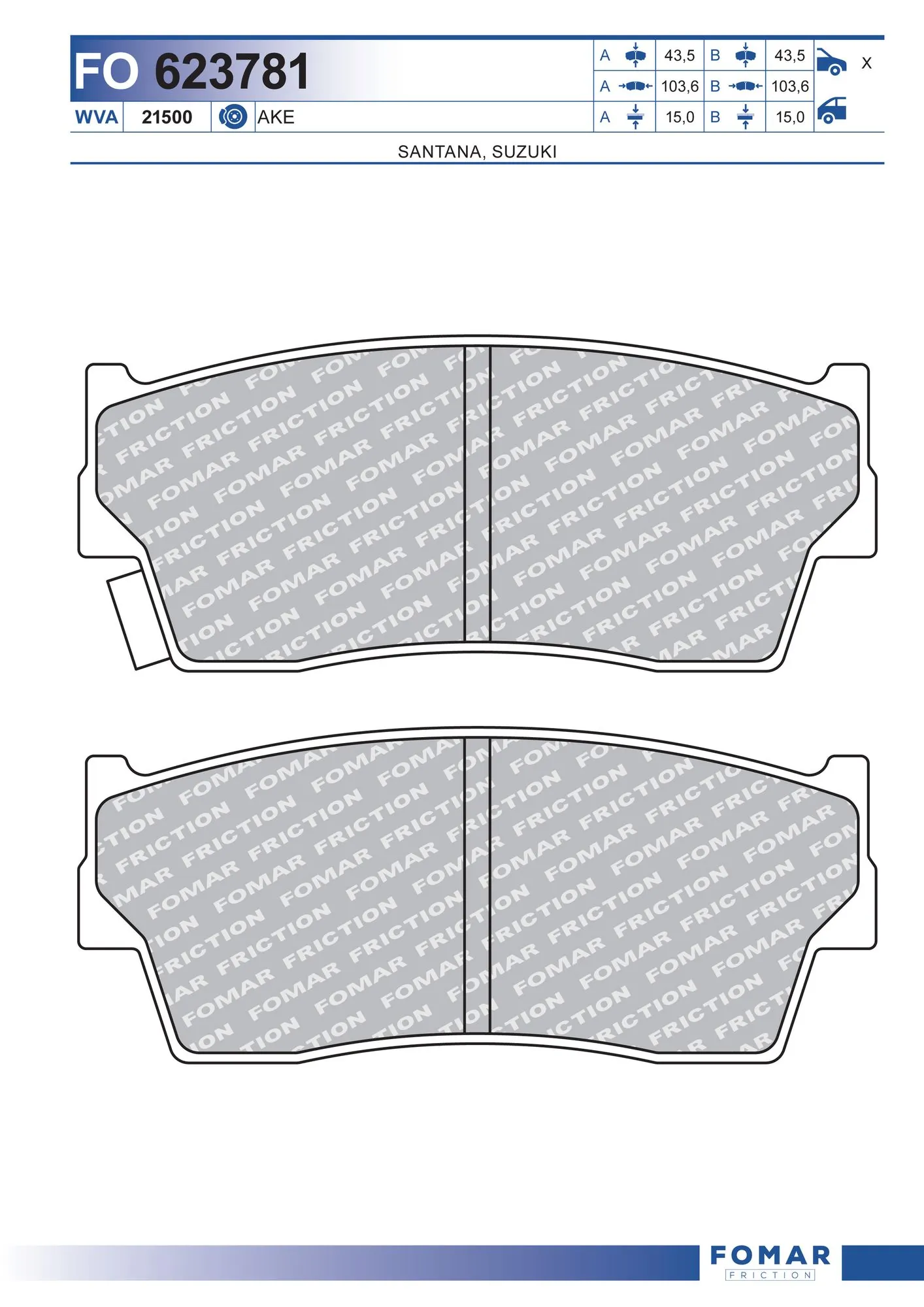 91173465 General Motors Klocki hamulcowe przednie tarczowe