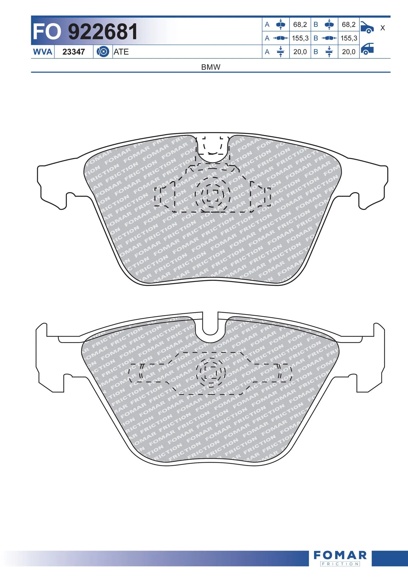 Klocki hamulcowe przednie tarczowe BMW 3 sedana (E90) (2005 - 2011) cena, od 62,04 USD