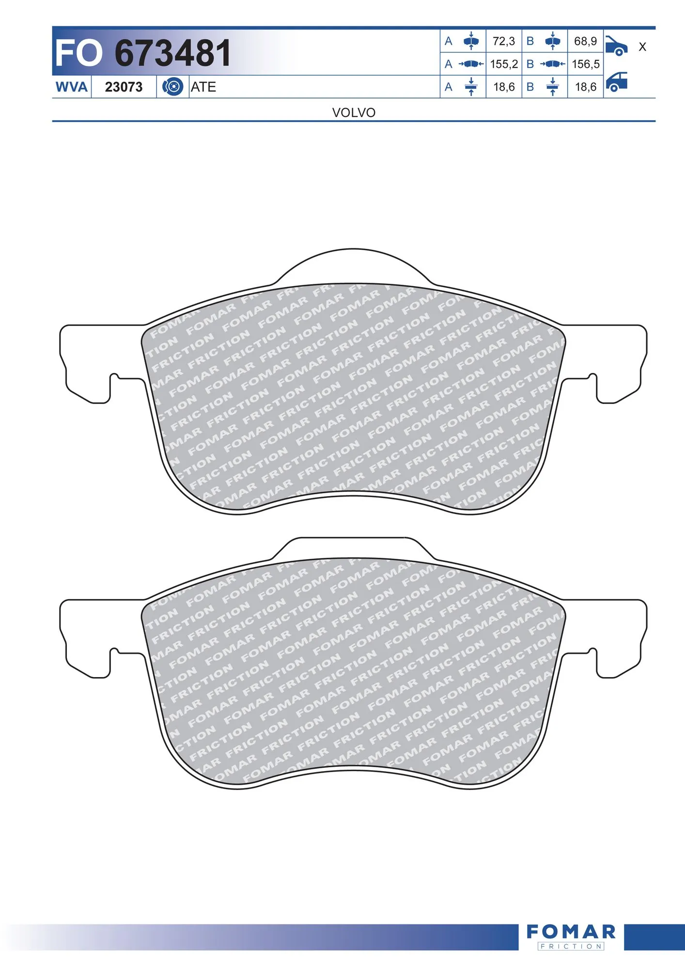 Klocki hamulcowe przednie tarczowe Volvo S80 I sedana (TS, TH, KV) (1998 - 2006) cena, od 32,86 USD