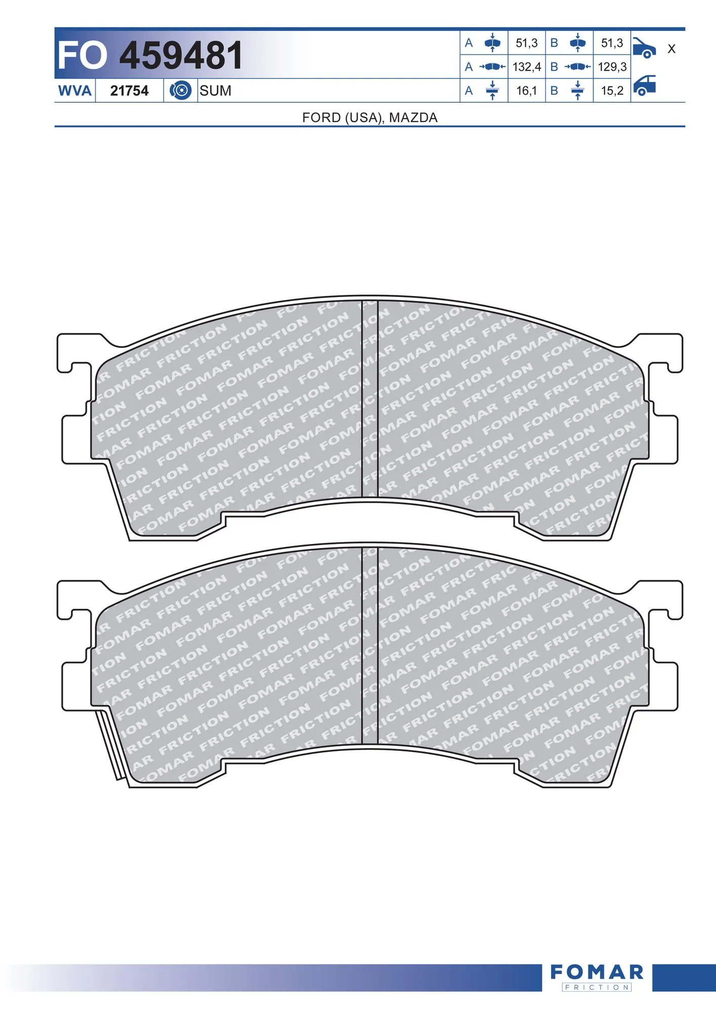 Do koszyka Klocki hamulcowe przednie tarczowe Mazda 626 V GF