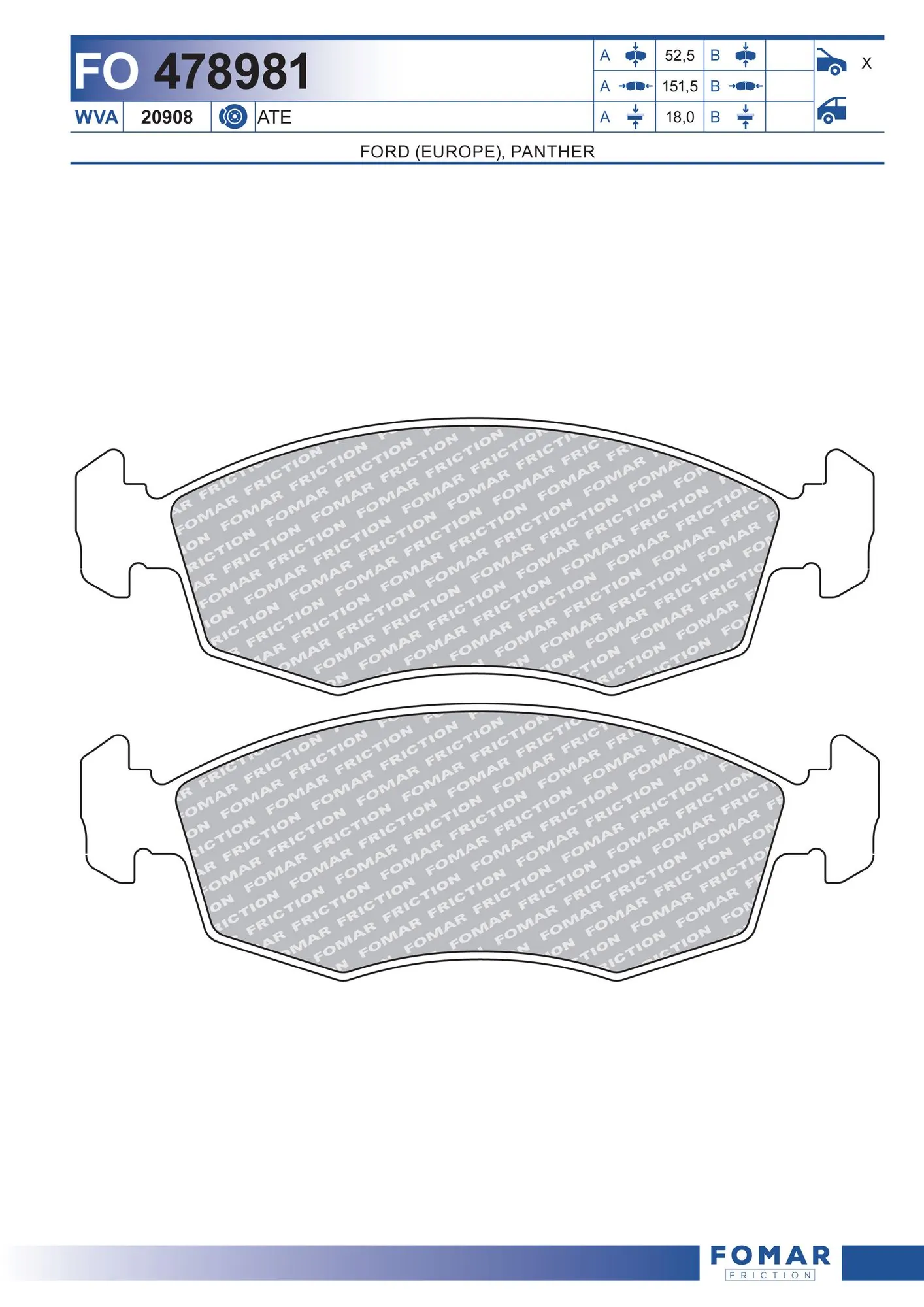 K2AMD7757AA Fiat/Alfa/Lancia Klocki hamulcowe przednie tarczowe