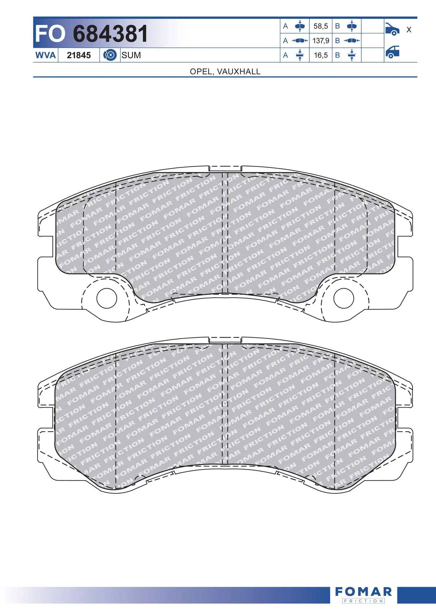 1605002 Ford Klocki hamulcowe przednie tarczowe