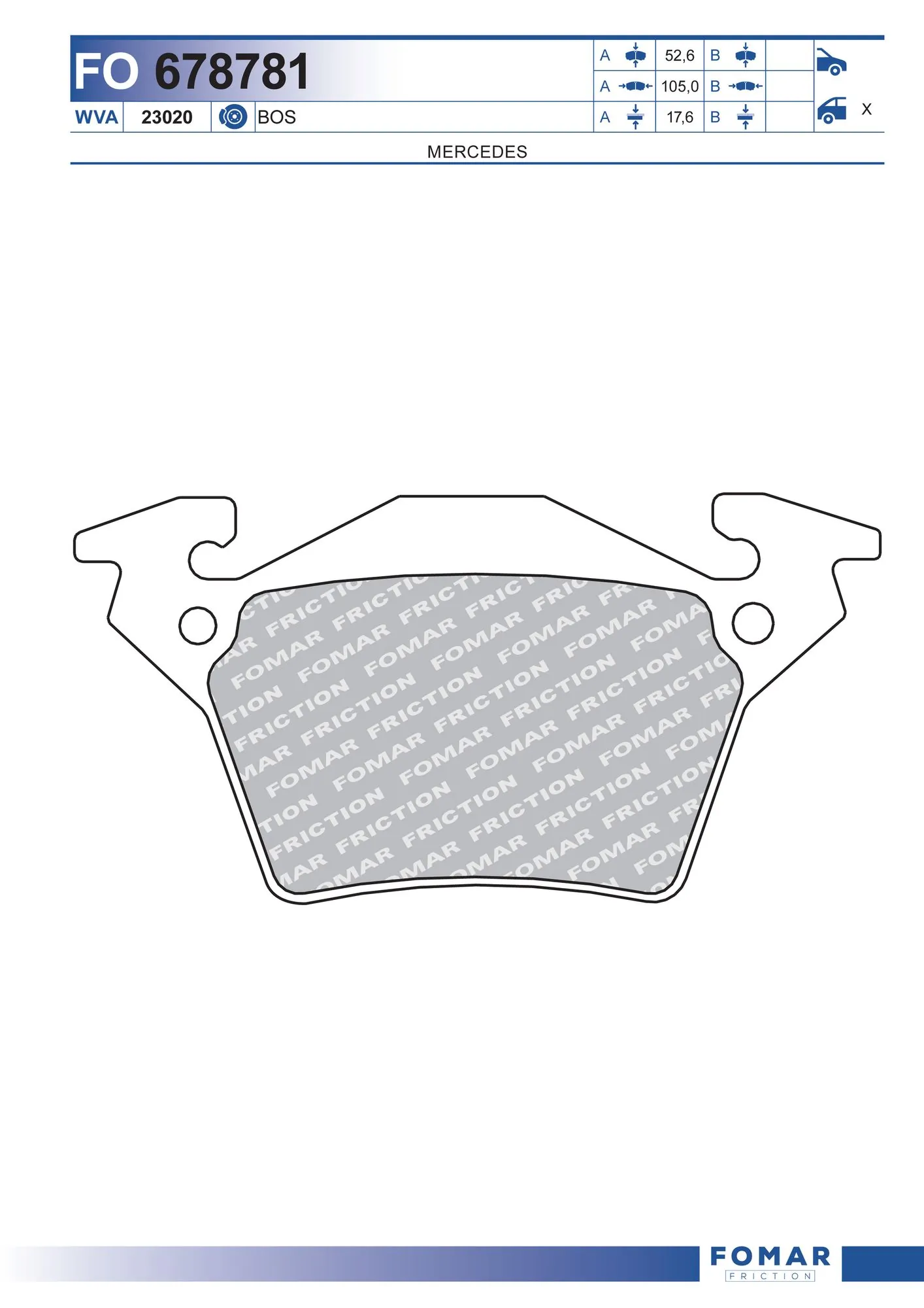 Okładziny (klocki) do hamulców tarczowych tylne Mercedes V minivan (638) (1996 - 2003) cena, od 20,84 USD