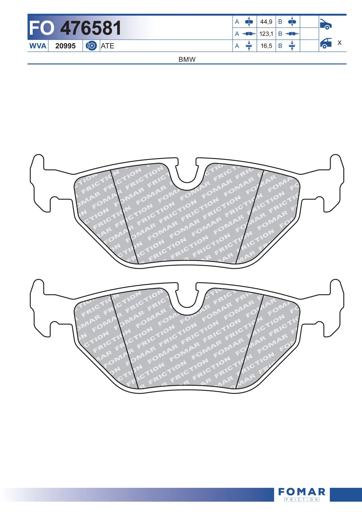 Okładziny (klocki) do hamulców tarczowych tylne do BMW 5  E34
