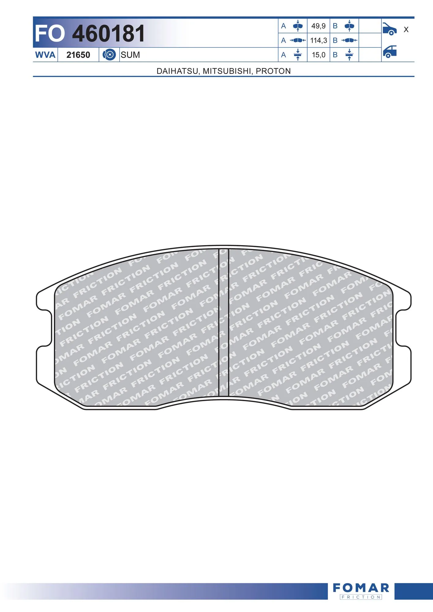 Klocki hamulcowe przednie tarczowe do Mitsubishi Lancer V CB, CD, CE