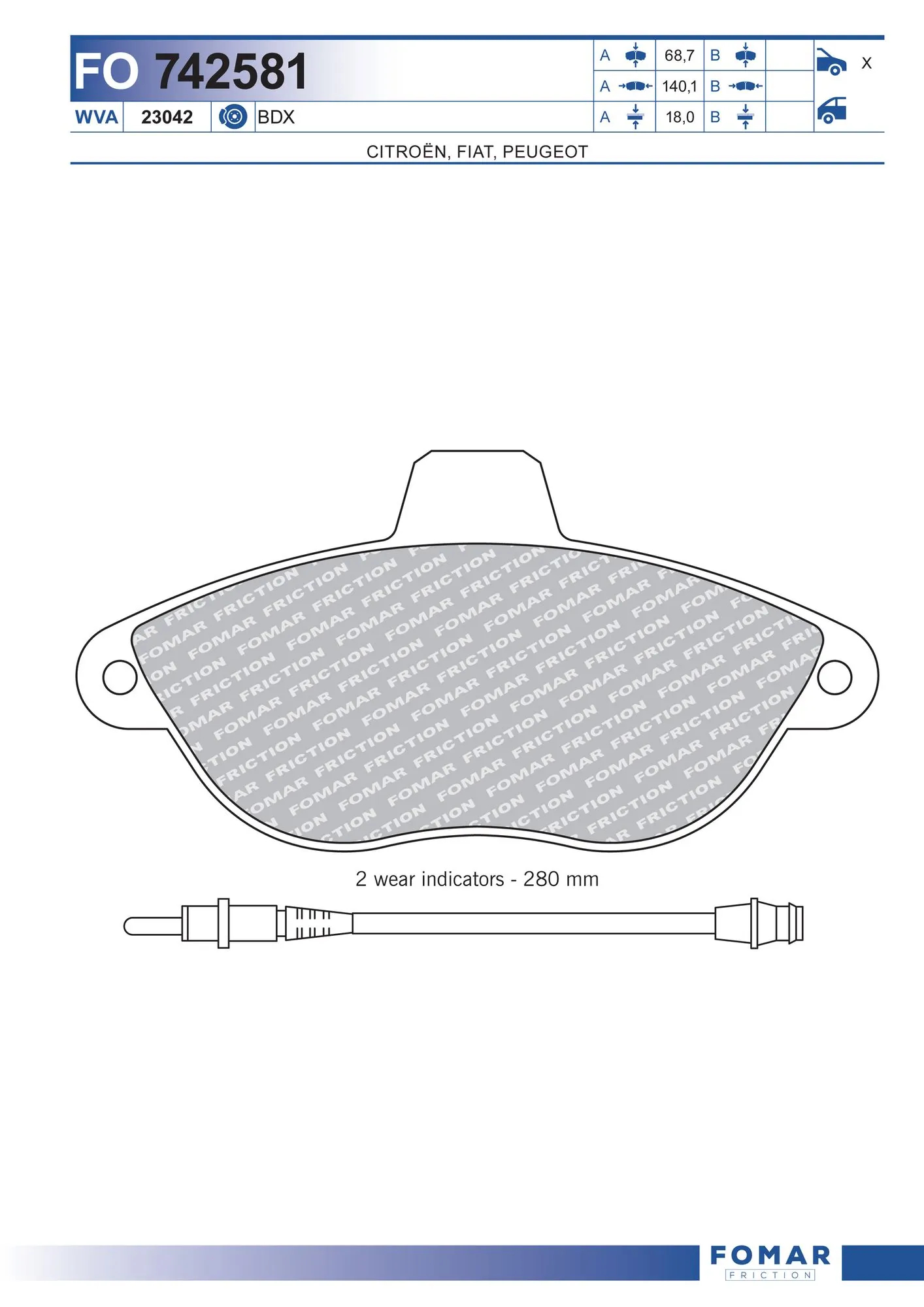 Klocki hamulcowe przednie tarczowe Fiat/Alfa/Lancia 0071711135 cena, od 25,40 USD