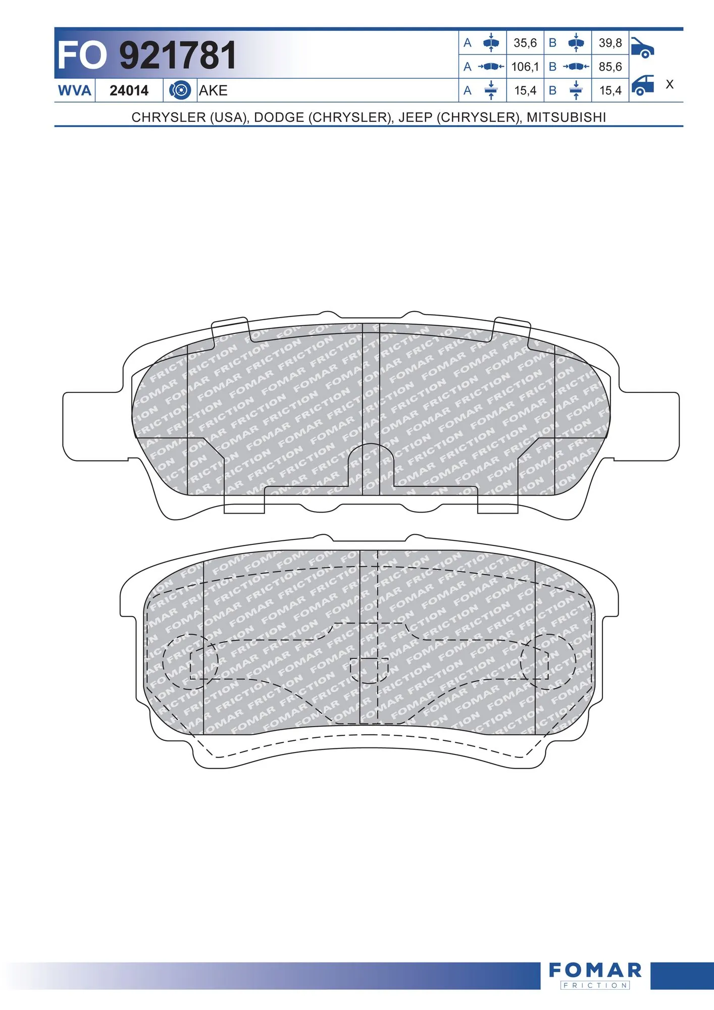 Okładziny (klocki) do hamulców tarczowych tylne Mitsubishi Outlander I SUV (CU) (2003 - 2008) cena, od 20,44 USD