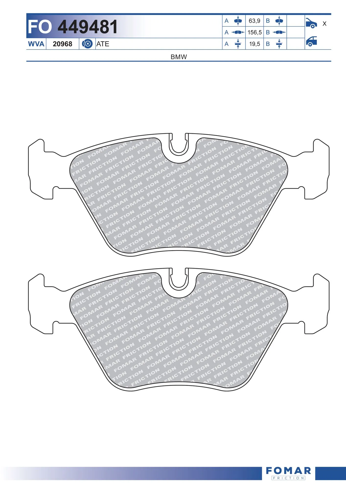 Klocki hamulcowe przednie tarczowe do BMW 5  E34
