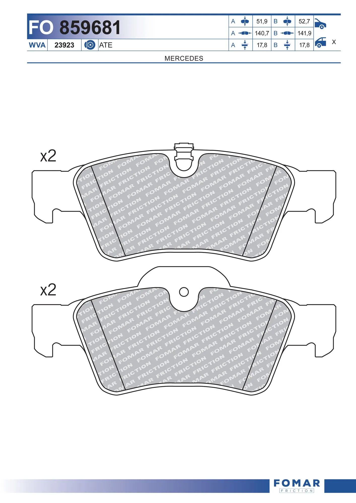 Do koszyka Okładziny (klocki) do hamulców tarczowych tylne Mercedes GL  X164